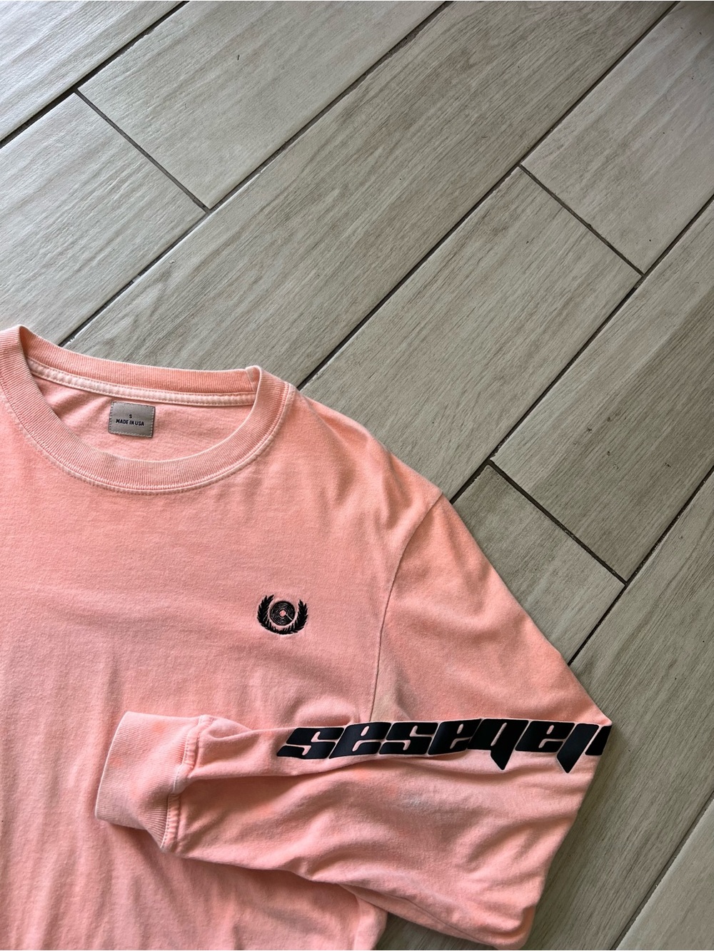 yeezy season calabasas long sleeve tshirt neon orange pink size small